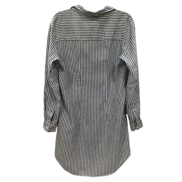 Frank & Eileen Mary Classic Linen Shirtdress In Navy Blue Stripe Size XS - Picture 8 of 10